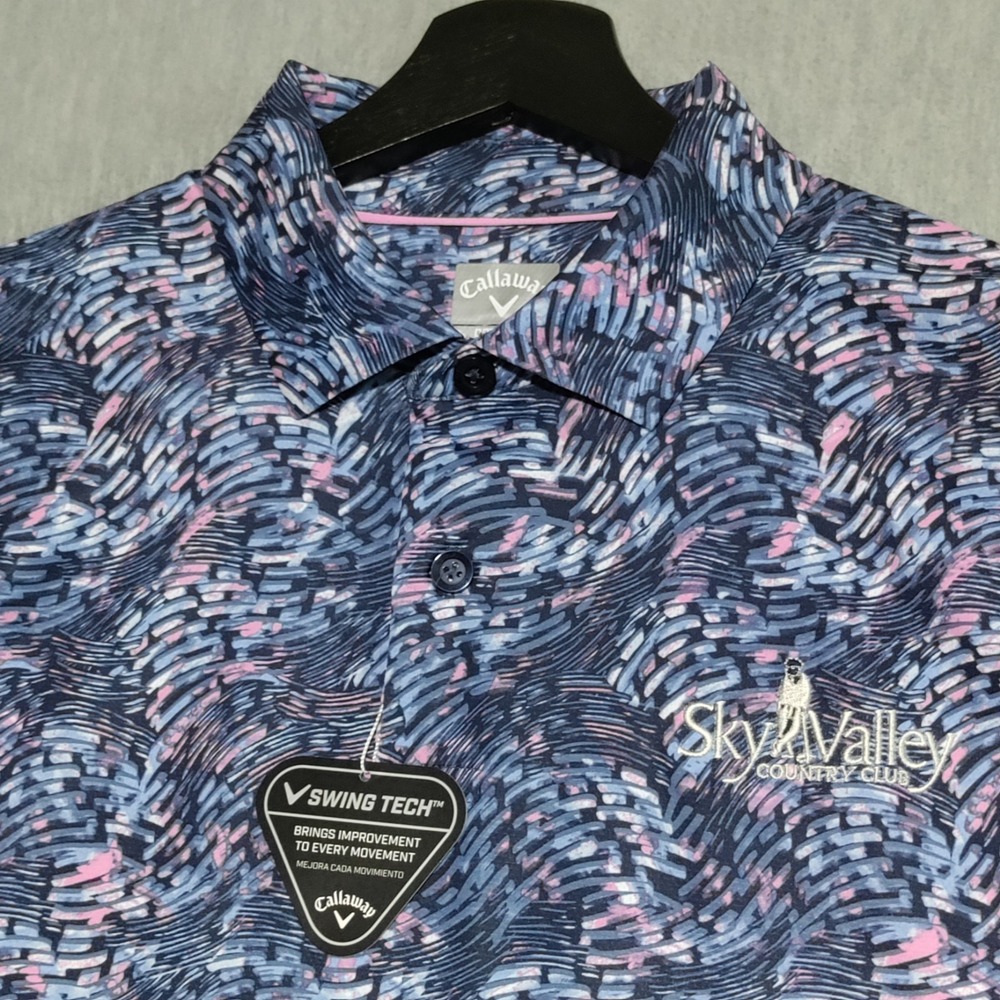 Callaway Swing Tech Golf Polo Shirt Mens Medium Sky Valley Country Club Colorful - Picture 8 of 15
